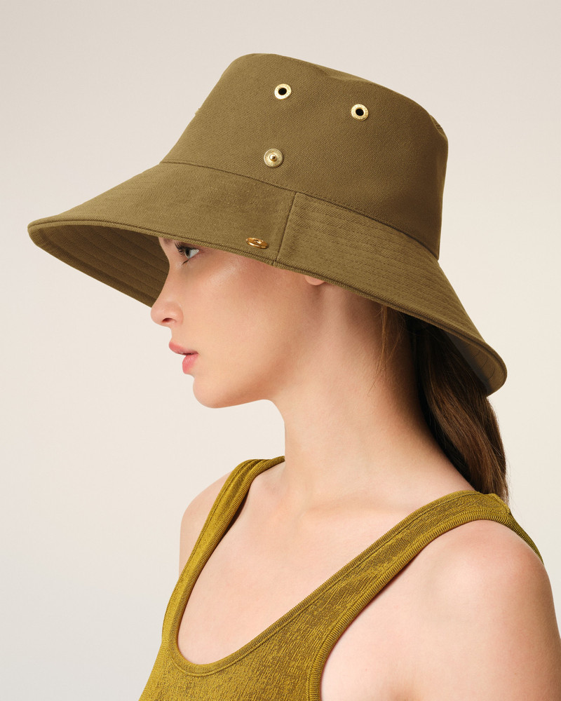 KHAKI COTTON AMI DE COEUR PLATE HAT 5