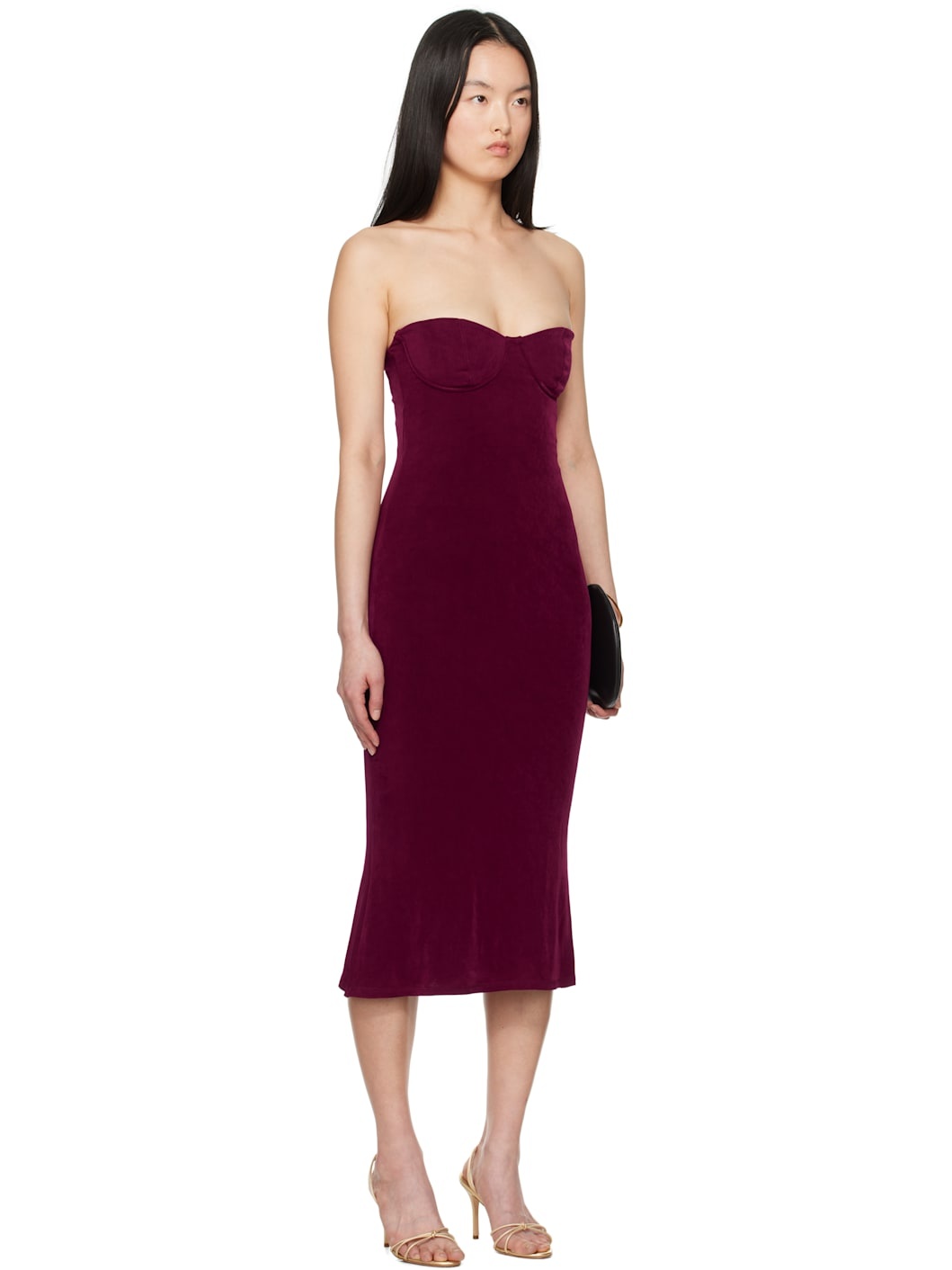 Burgundy Strapless Supermodel Midi Dress - 2