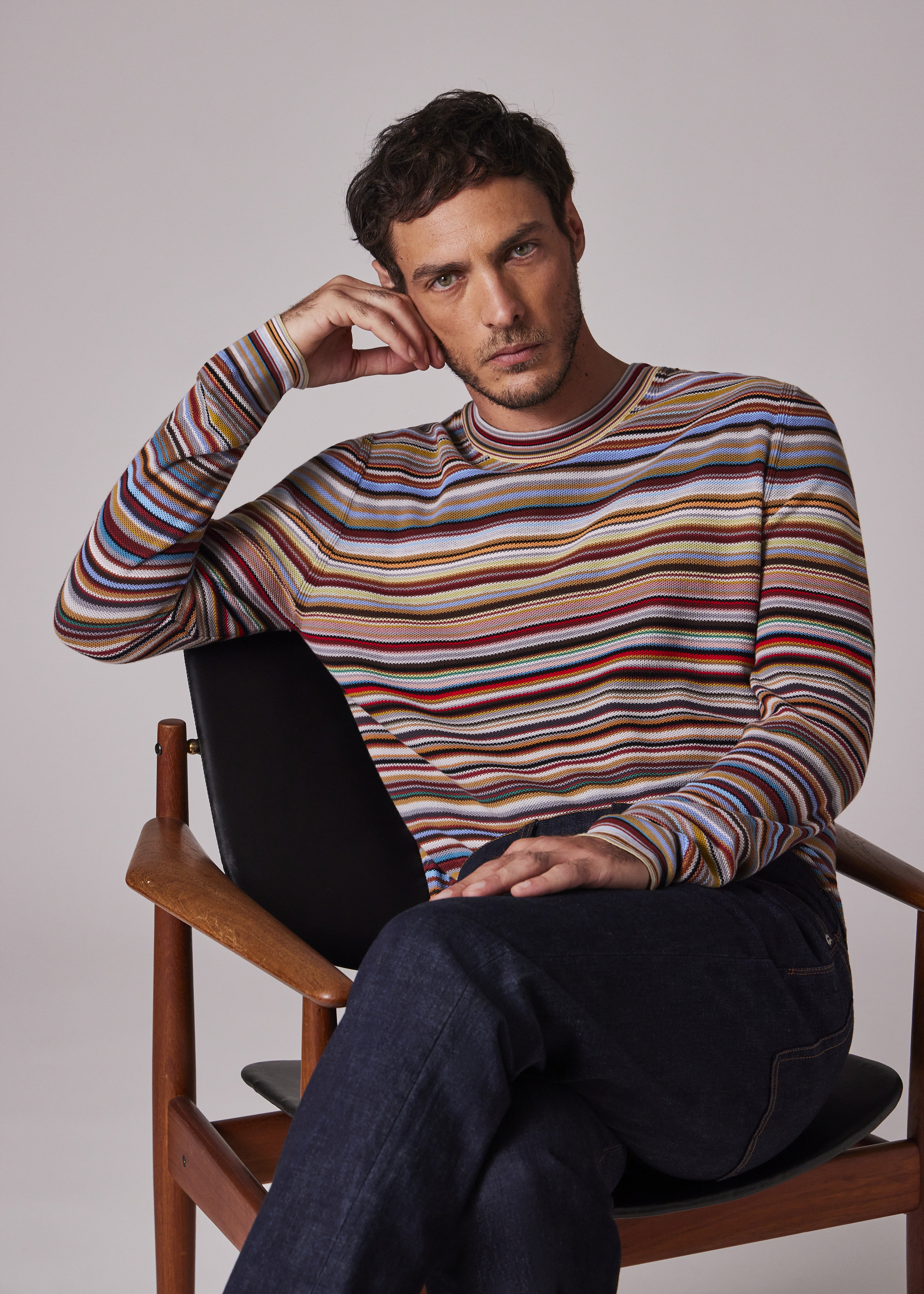 Cotton 'Signature Stripe' Crew Neck Knitted Sweater - 3
