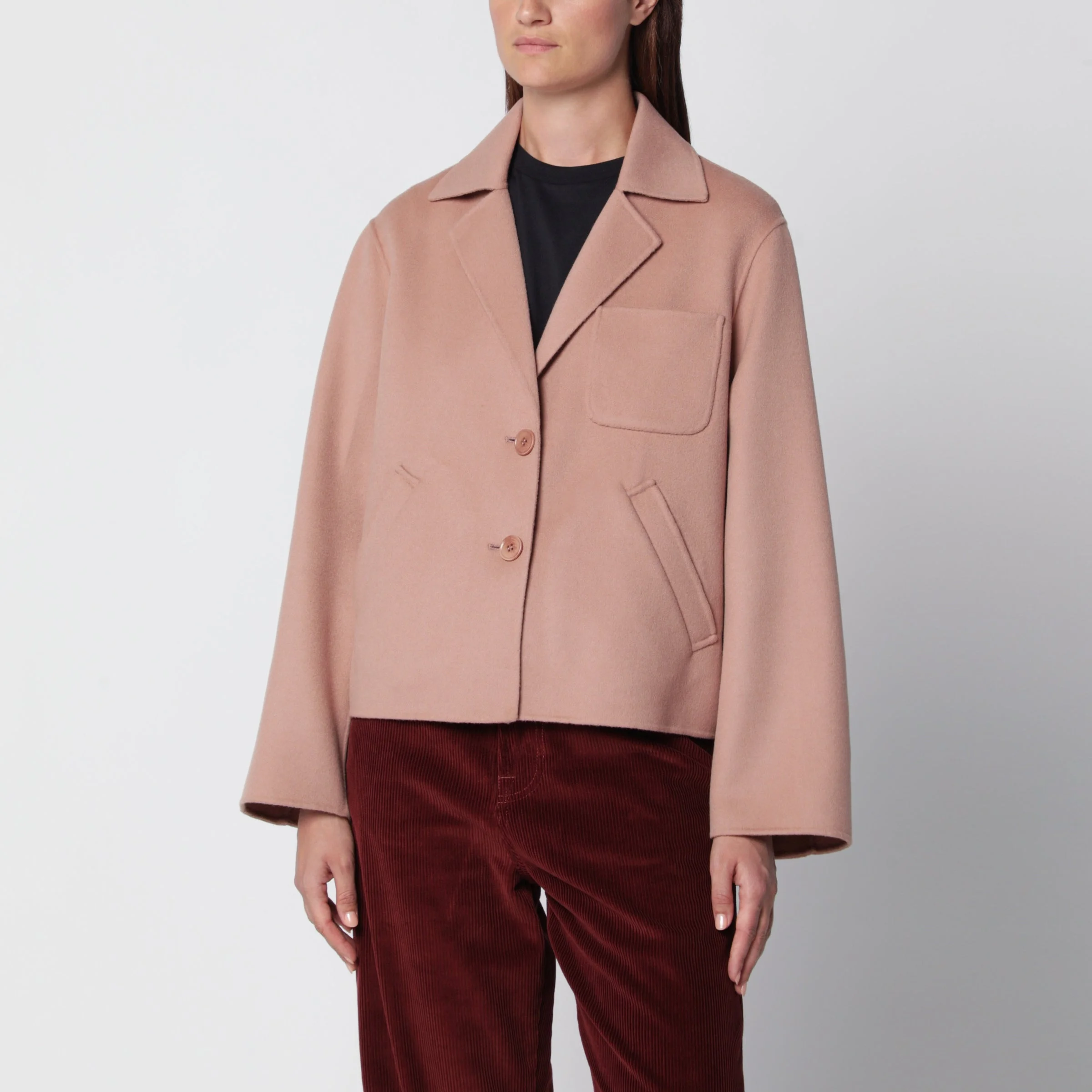 Pink cropped wool jacket - 1