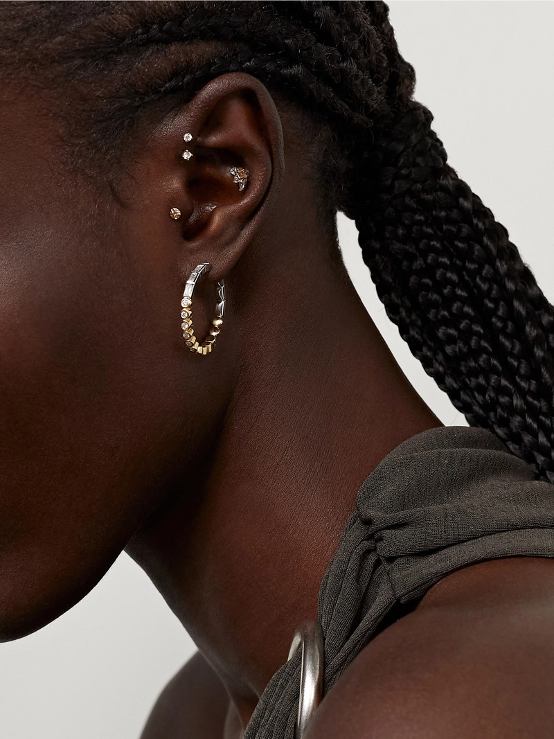 Yvonne Léon 18-karat White And Yellow Gold Diamond Hoop Earrings outlook