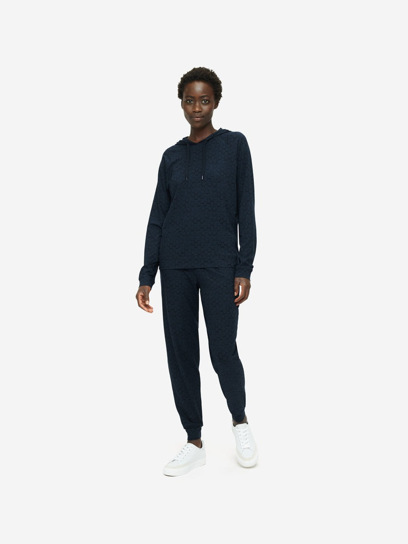 Derek Rose Women's Pullover Hoodie London 6 Micro Modal Stretch Navy outlook