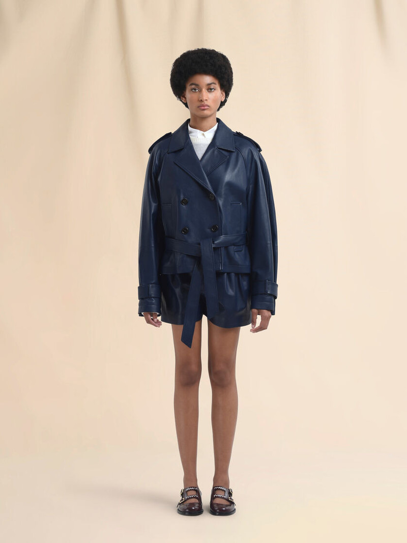 Marni SHORT BLUE NAPPA TRENCH outlook