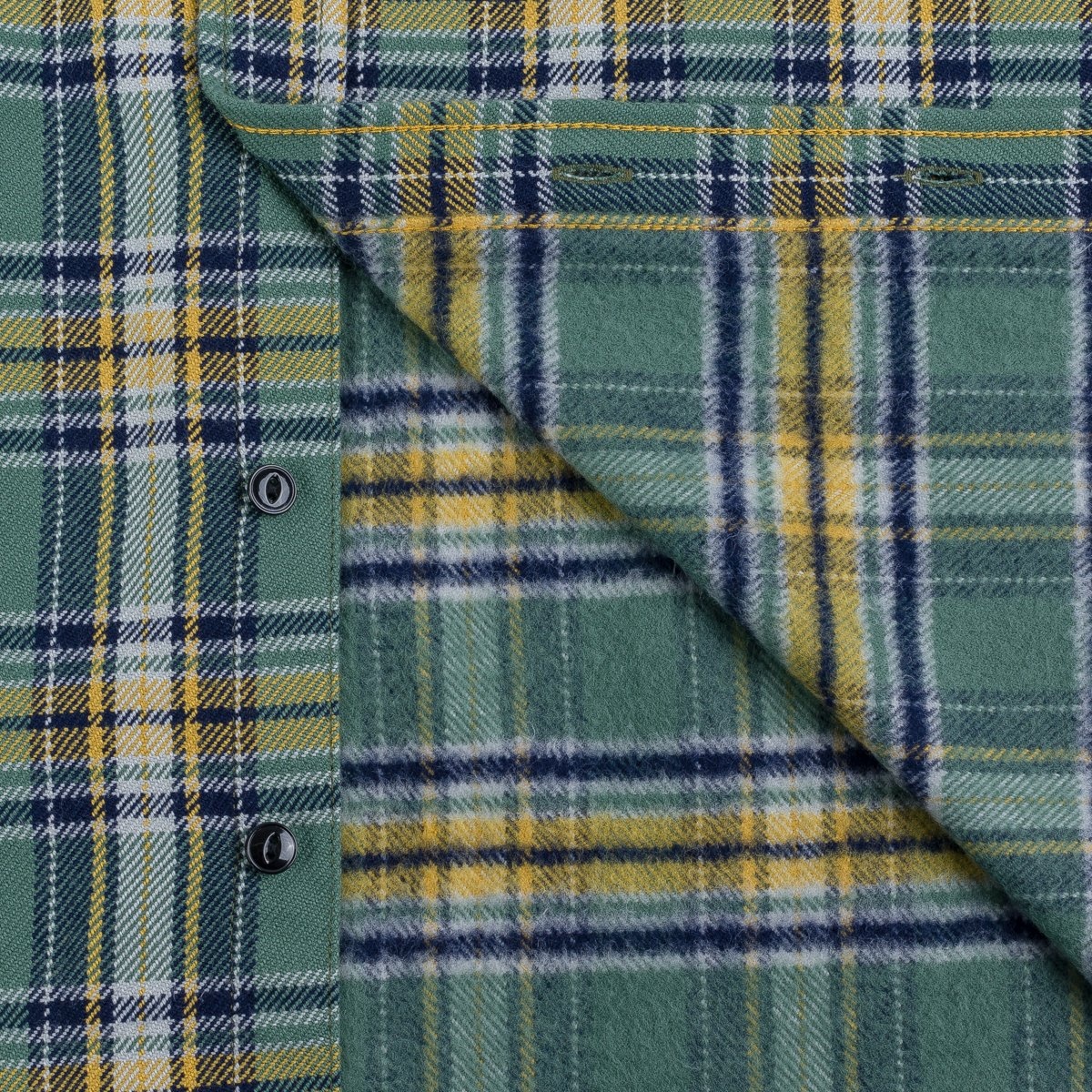 Ultra Heavy Flannel Tartan Check Work Shirt - Green - 13