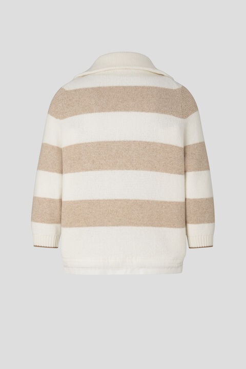 Dora half-zippered knit sweater in Off-white/Beige - 6