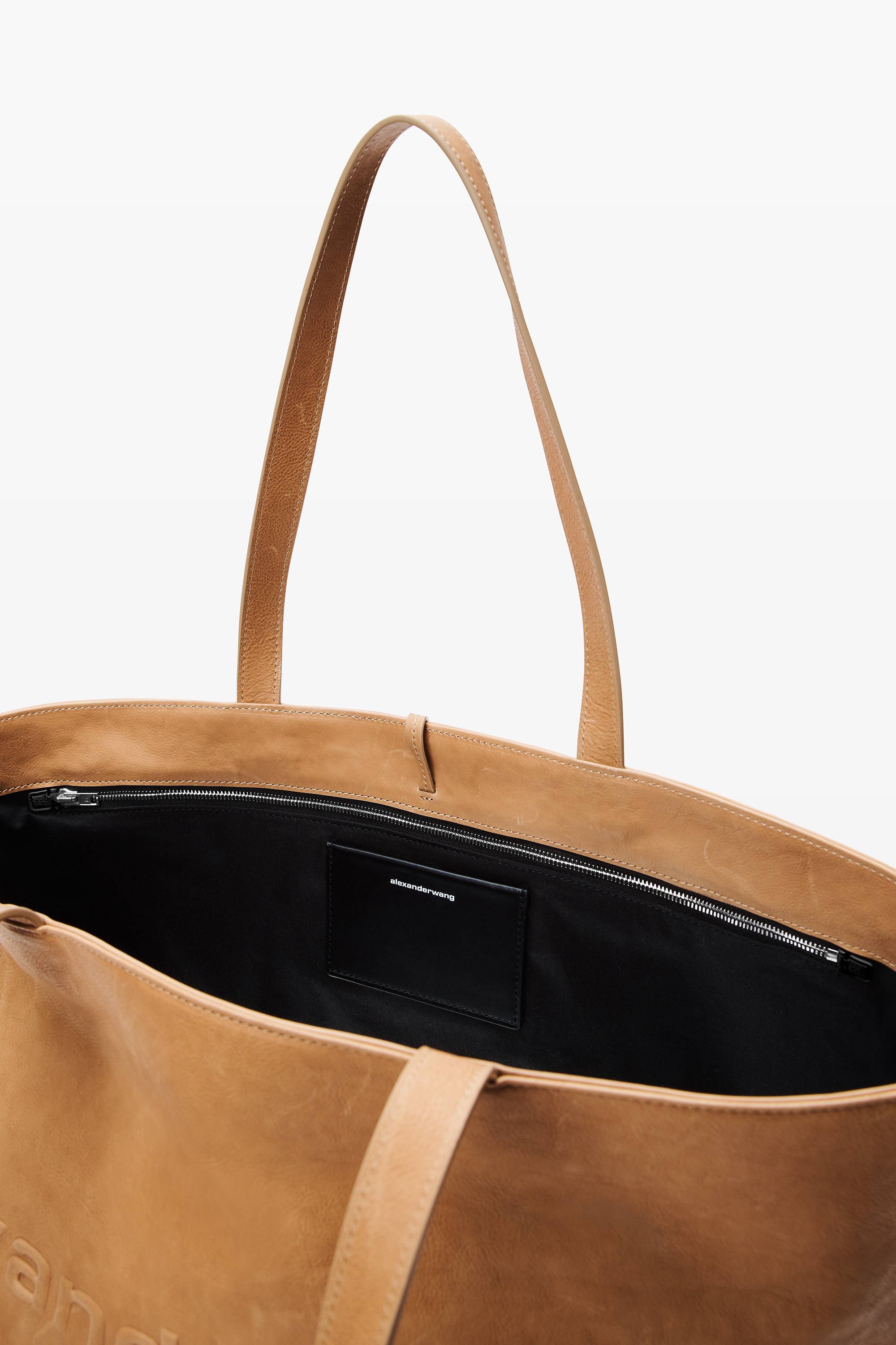 Beige Leather Punch Tote - 5