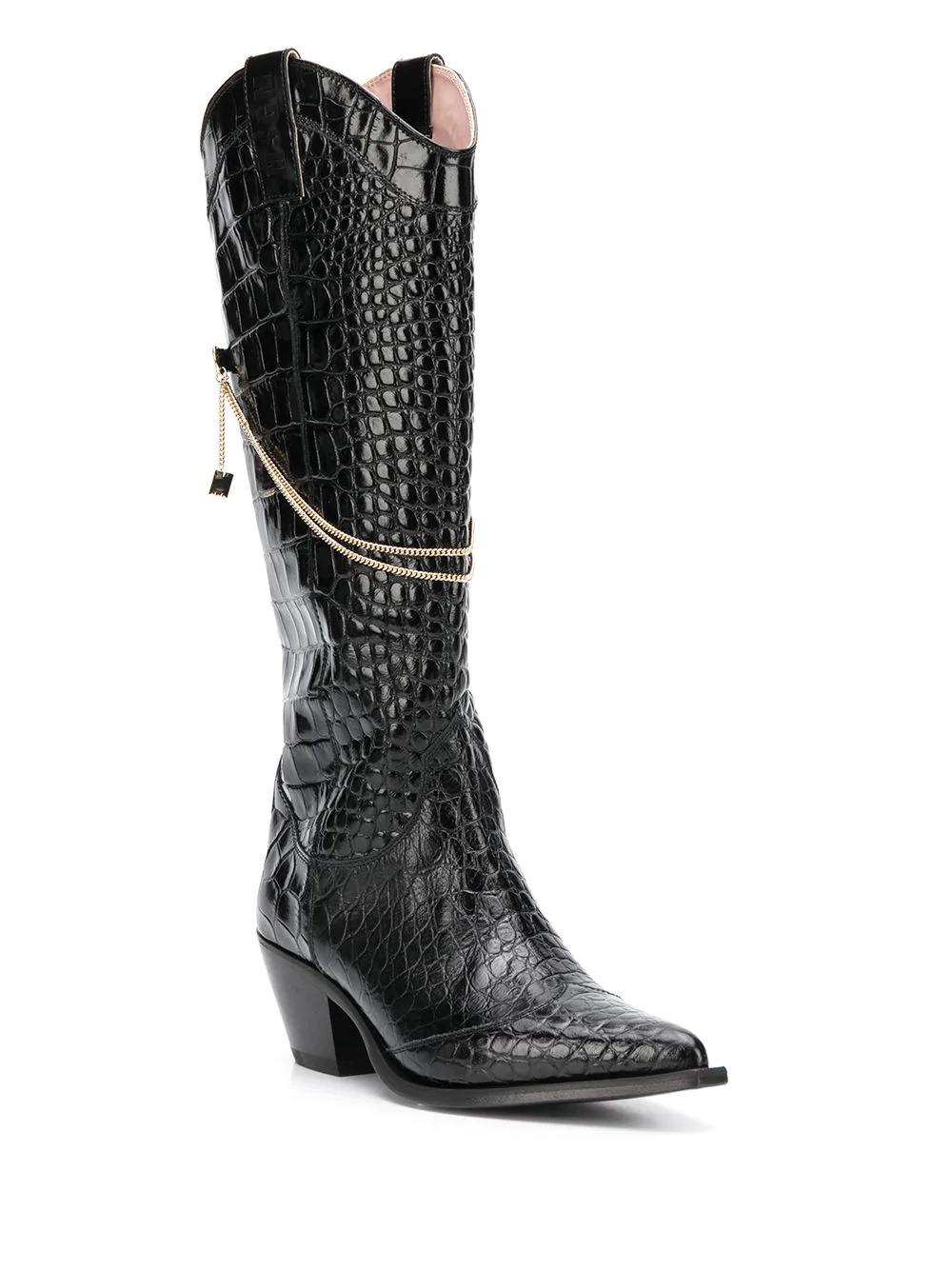 crocodile effect chain cowboy boots - 2