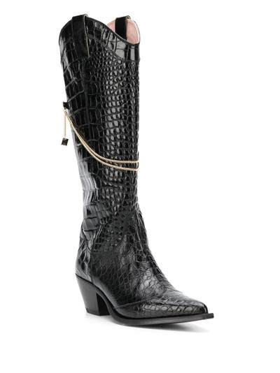 MSGM crocodile effect chain cowboy boots outlook