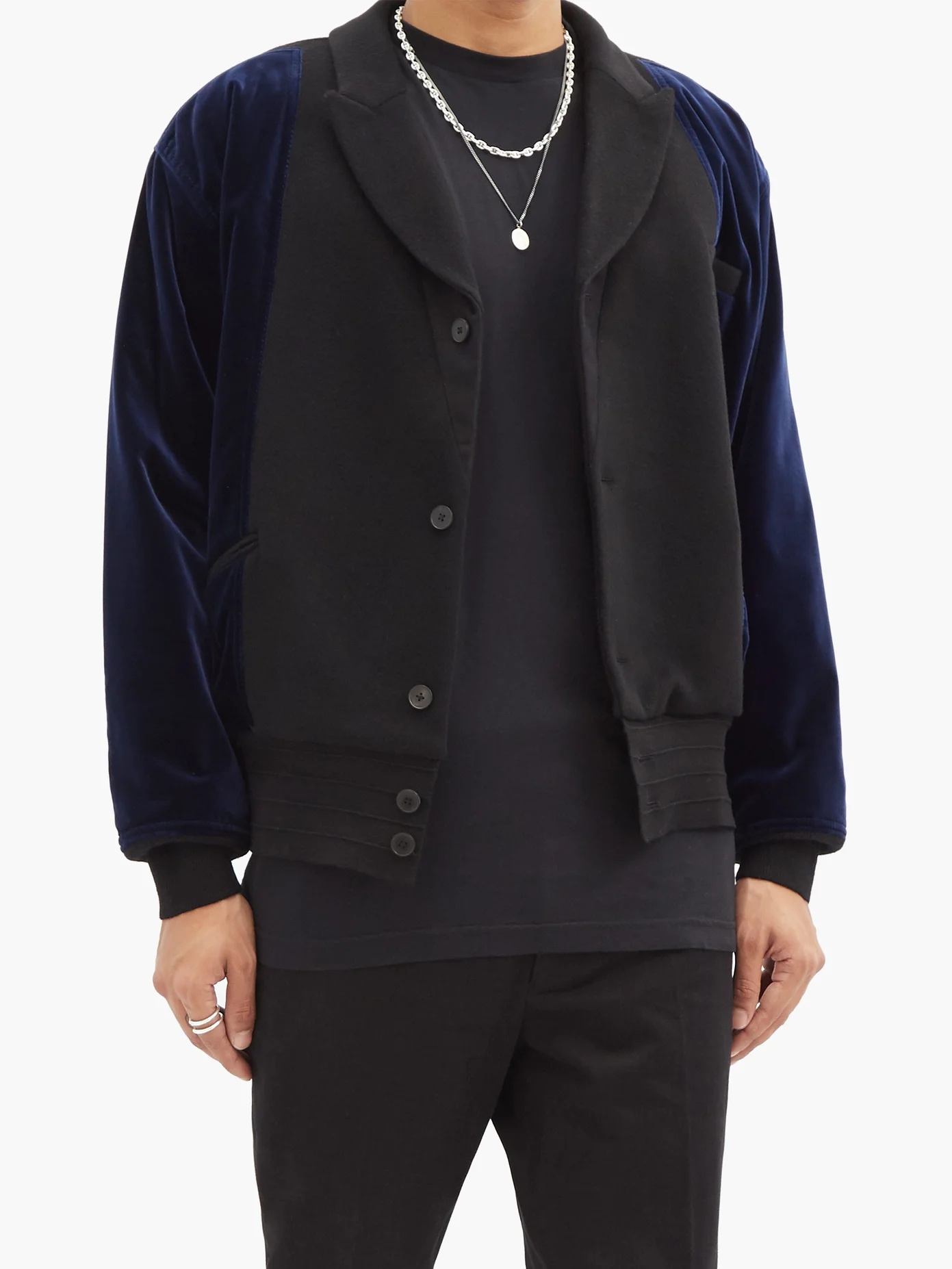 Peak-lapel velvet bomber jacket - 6