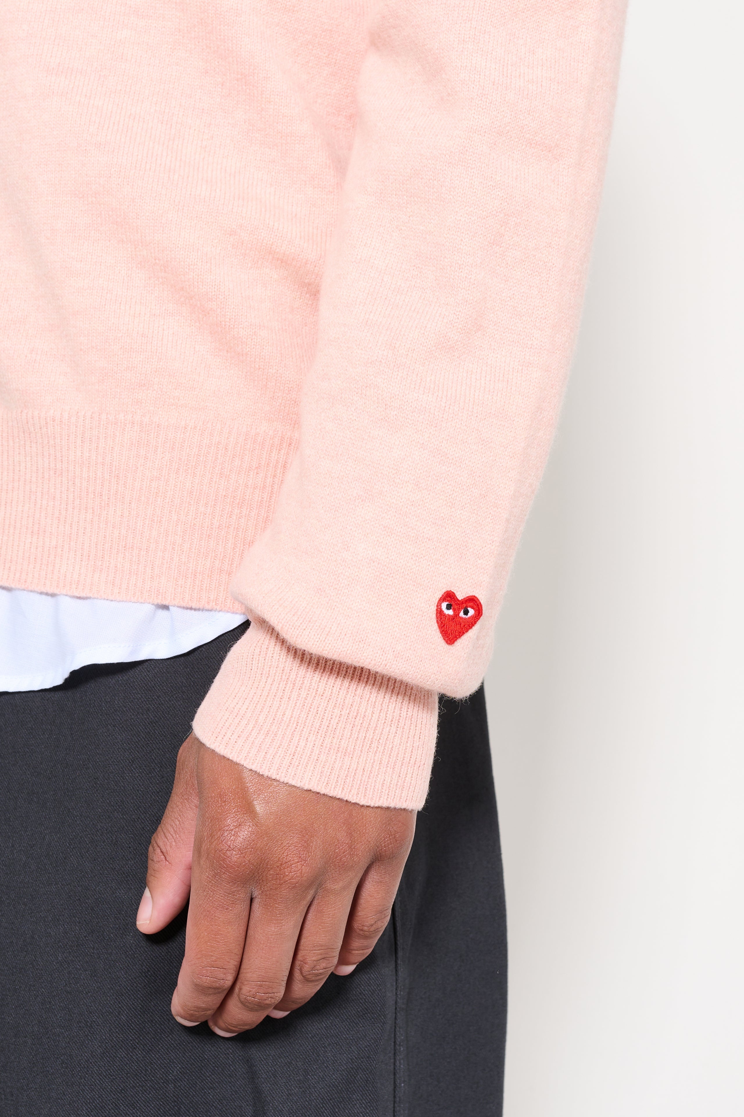 COMME DES GARÇONS PLAY KNIT CARDIGAN LIGHT PINK - 4