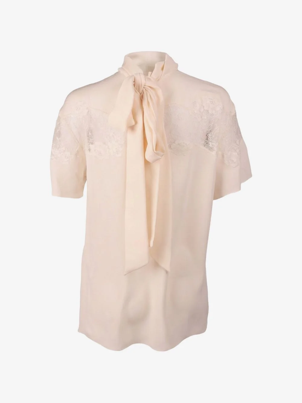 lace-panelled bow-detail blouse - 1