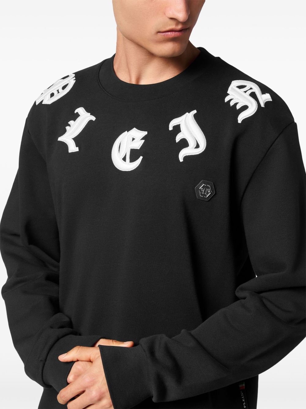 gothic-embroidered round neck sweatshirt - 5