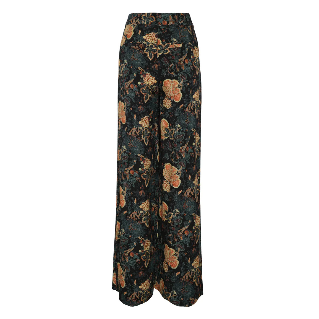 Aviva Silk High Waist Wide Leg Pants - 2