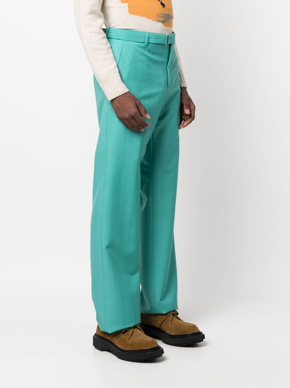 belted straight-leg trousers - 3