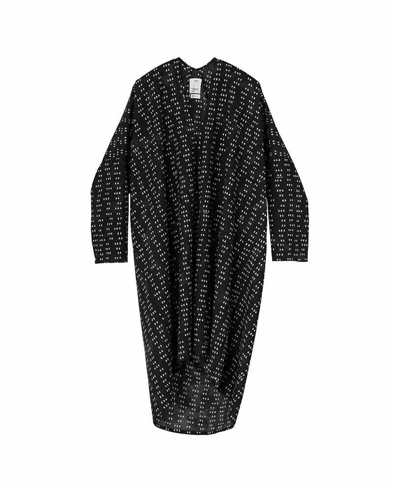 RUANA KHADI DRESS L/S IRIS BLACK - 1