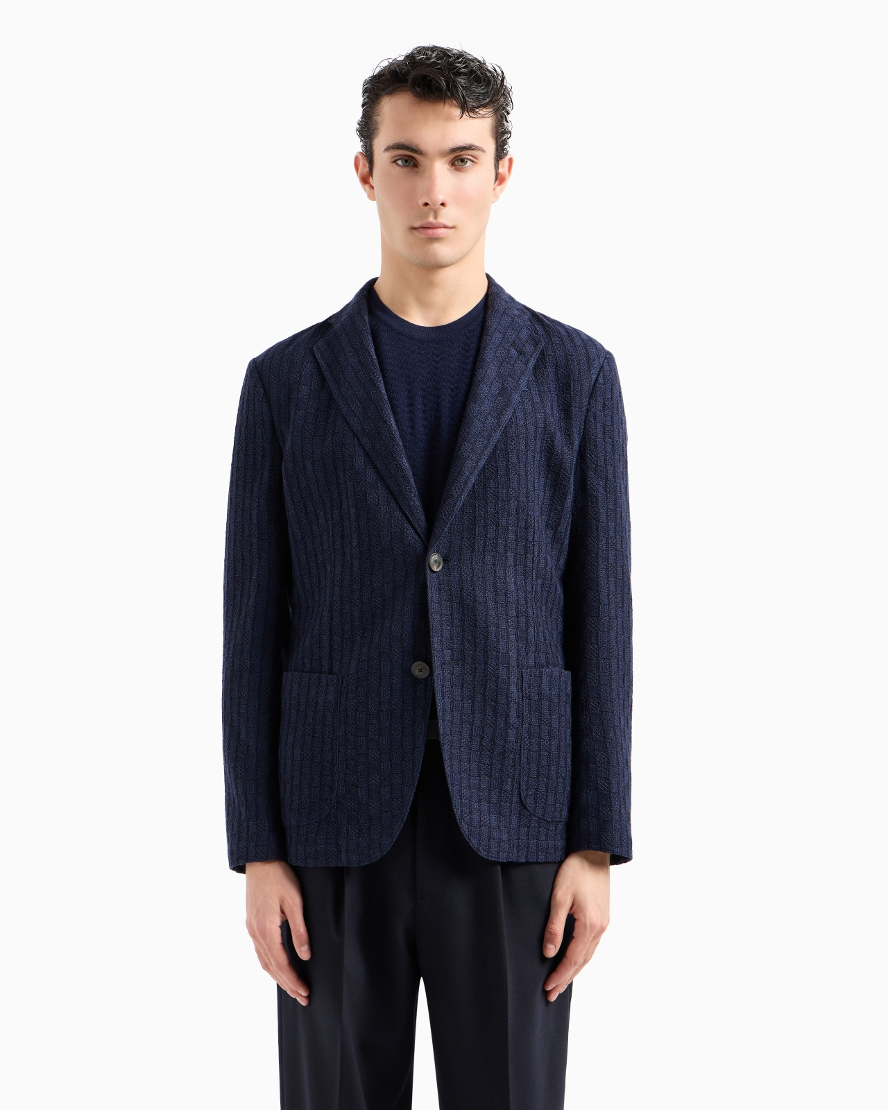 Single-breasted jacket in backed knit - 2