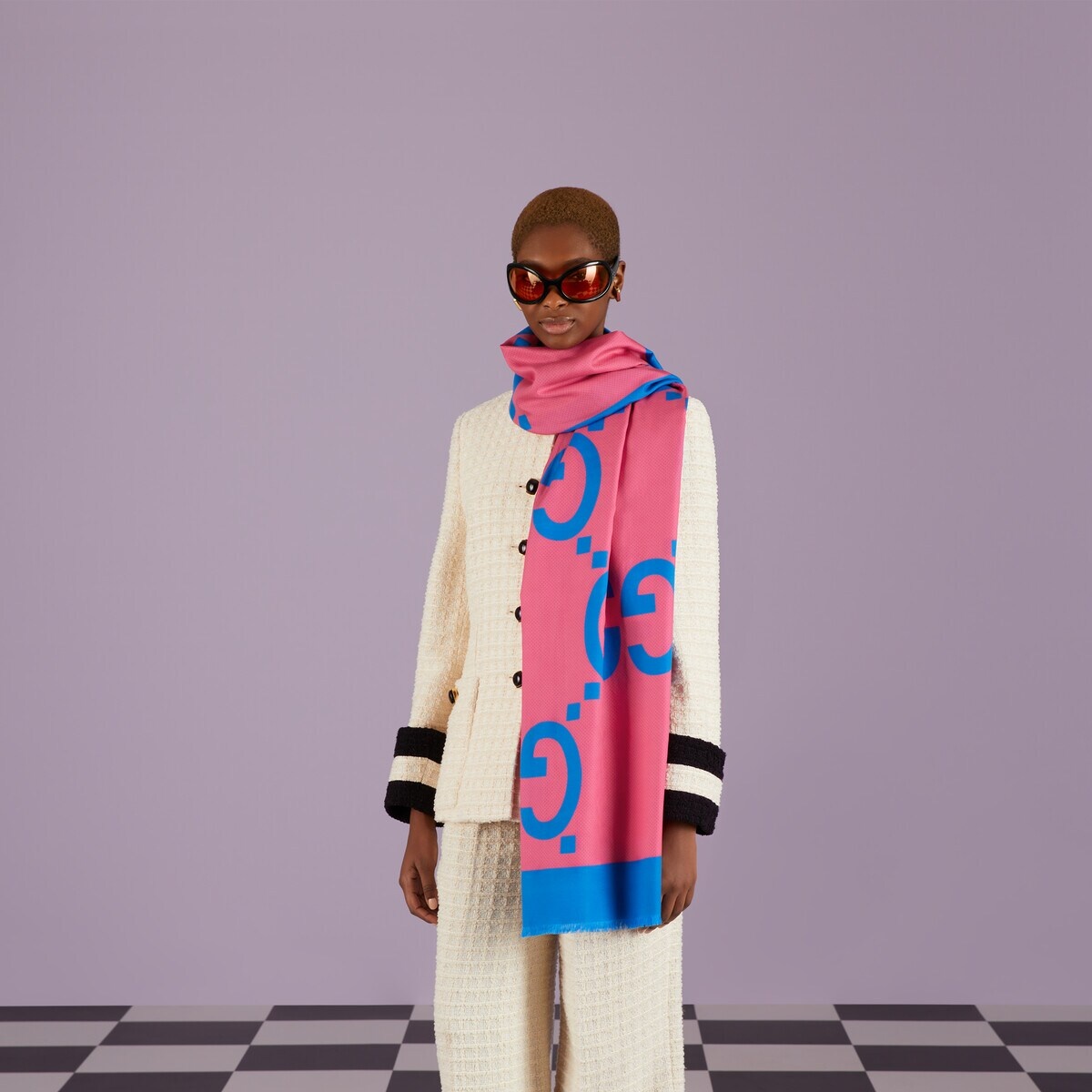 Maxi GG cotton silk scarf - 4