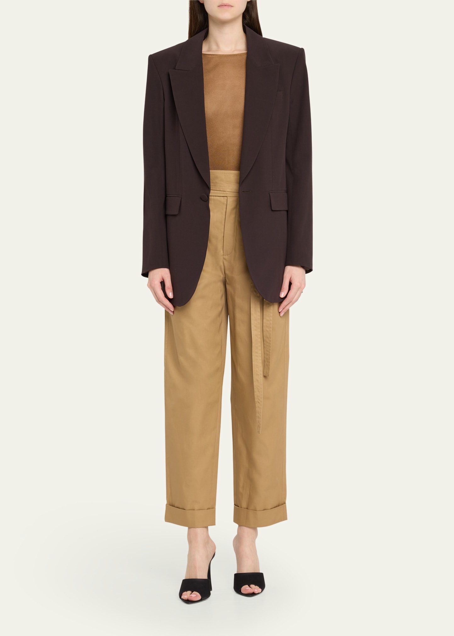 Pleated Paper Bag Tie-Waist Pants - 2