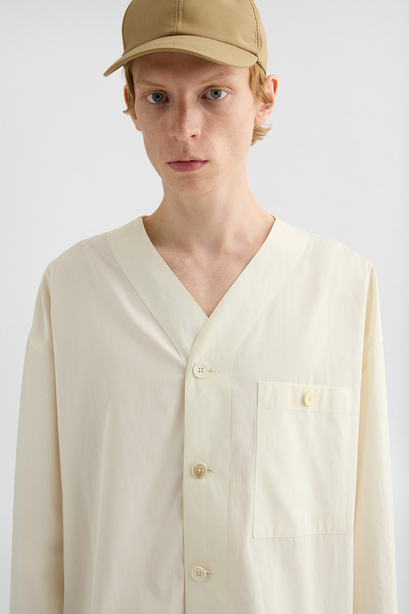 Cotton Poplin V-Neck Shirt 4