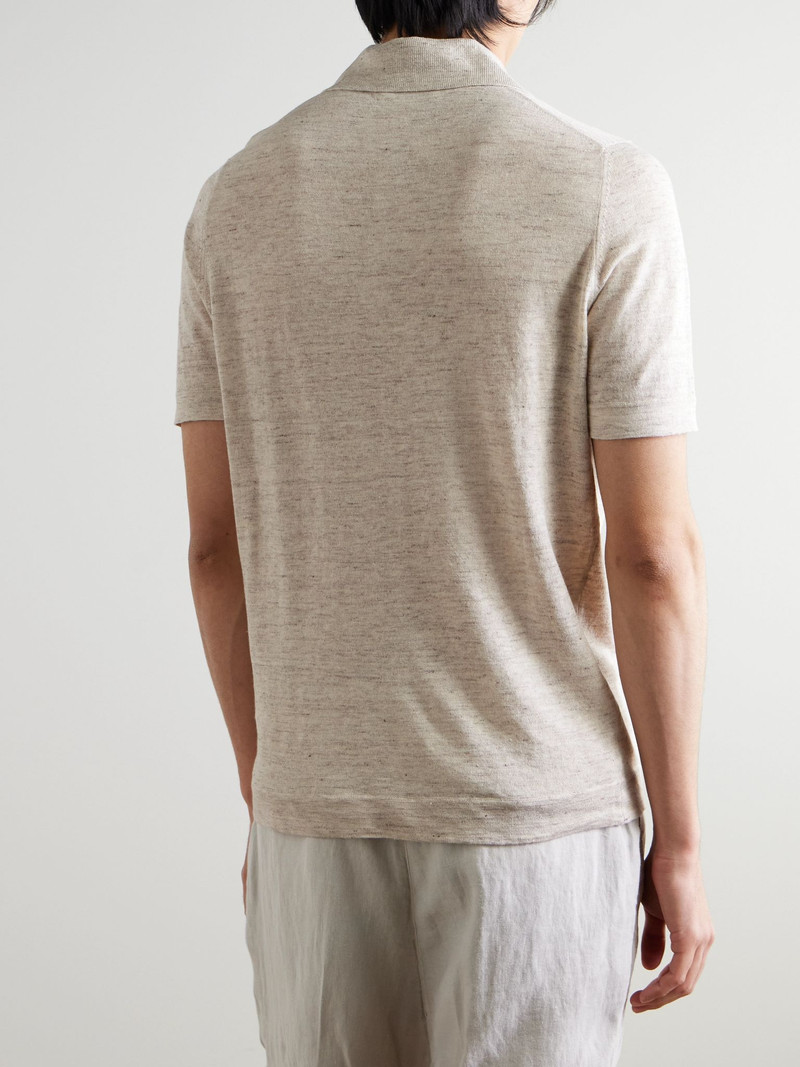Mélange Linen and Cotton-Blend Polo Shirt Neutral 3