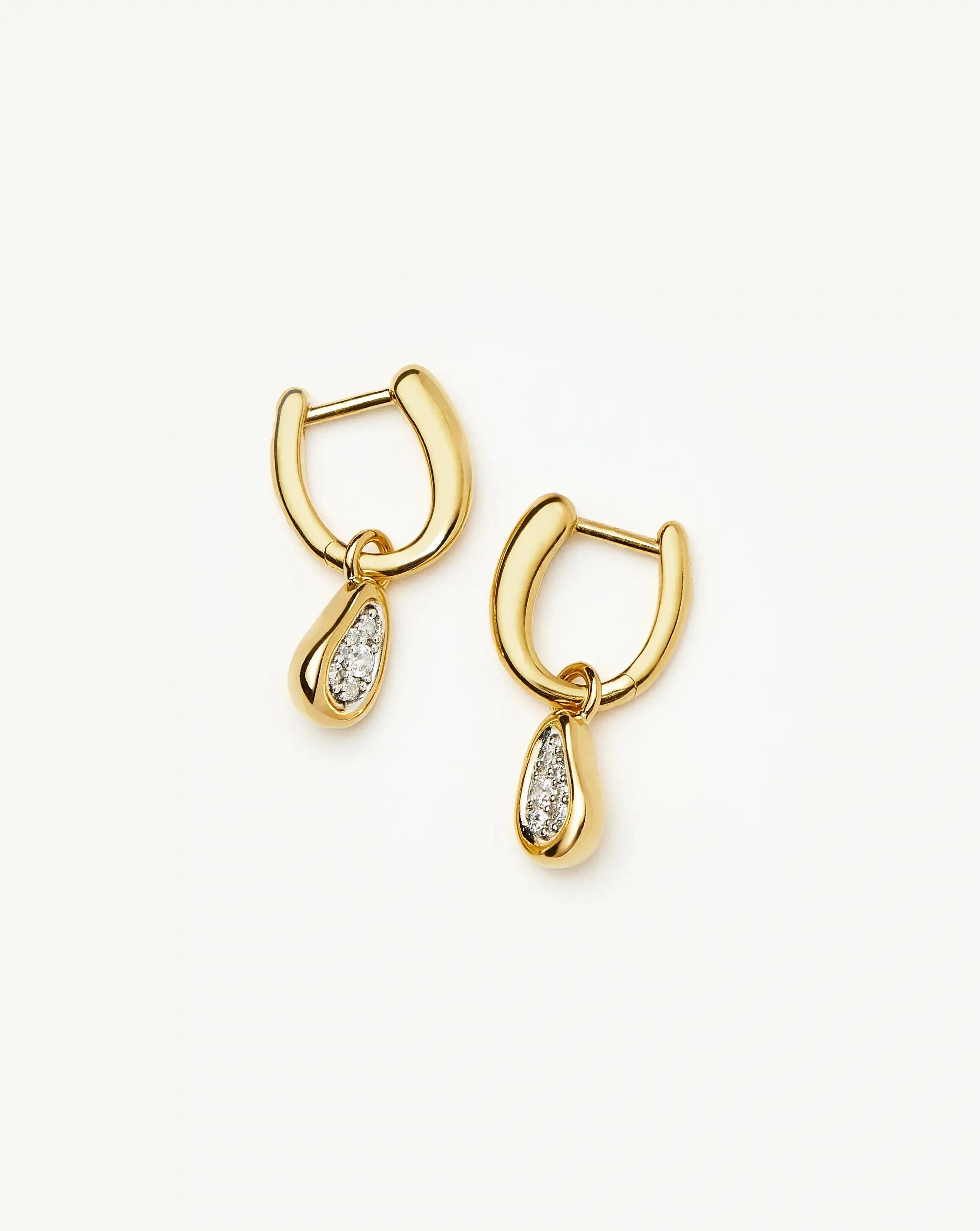 Molten Teardrop Pavé Charm Hoop Earrings - 1