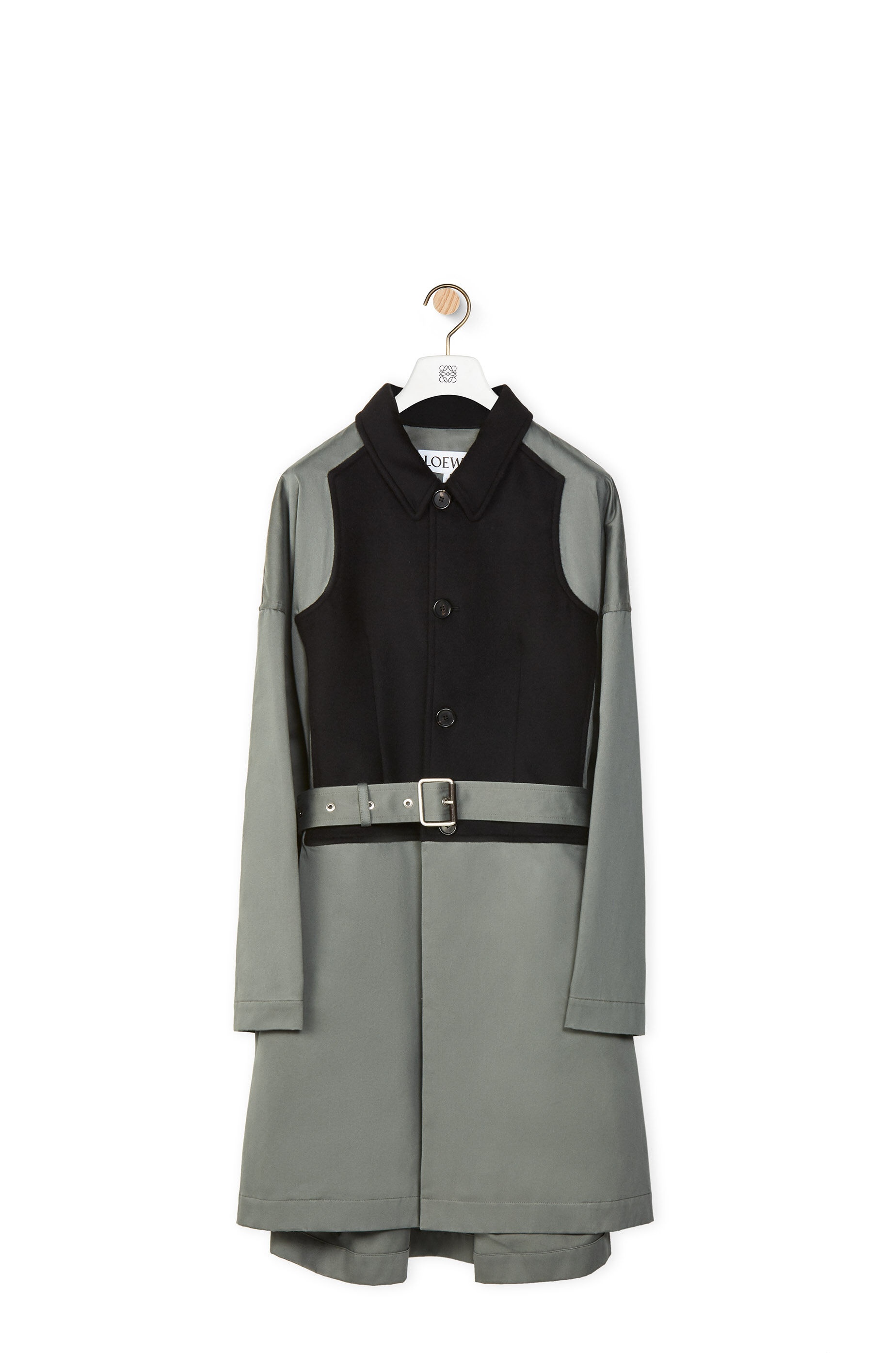 Oversize belted coat in cotton & wool - 1