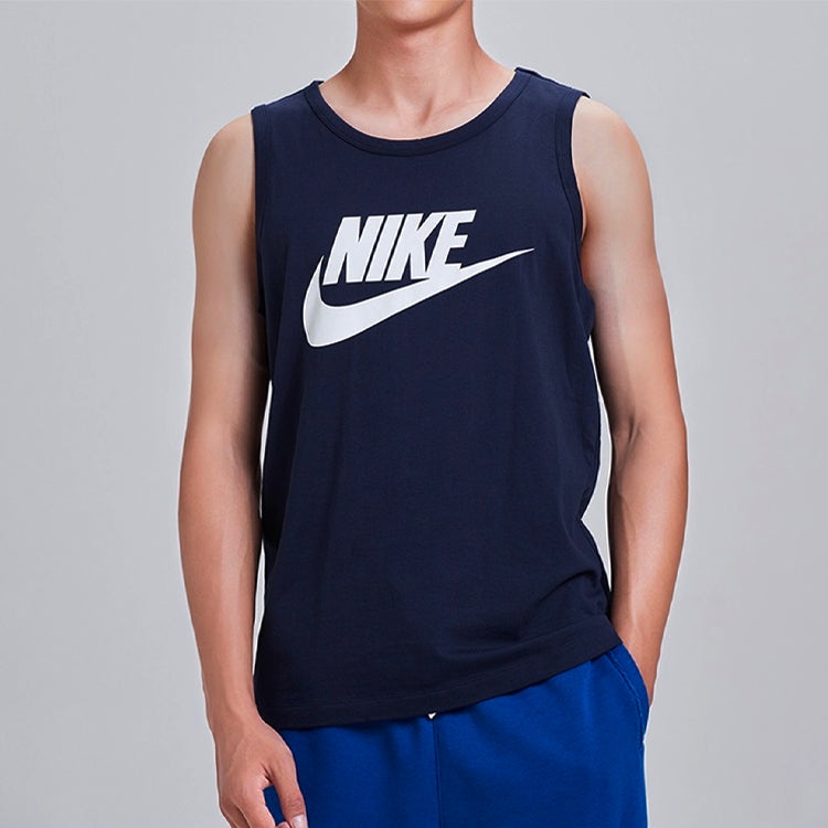 Nike MENS Nike Sportswear Tank Icon Futura Basketball Waistcoat Blue Dark blue AR4992-451 - 3