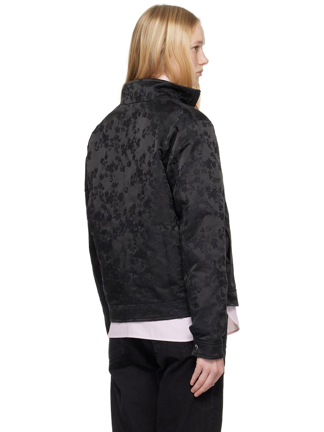 Black Jacquard Zipped Jacket - 3