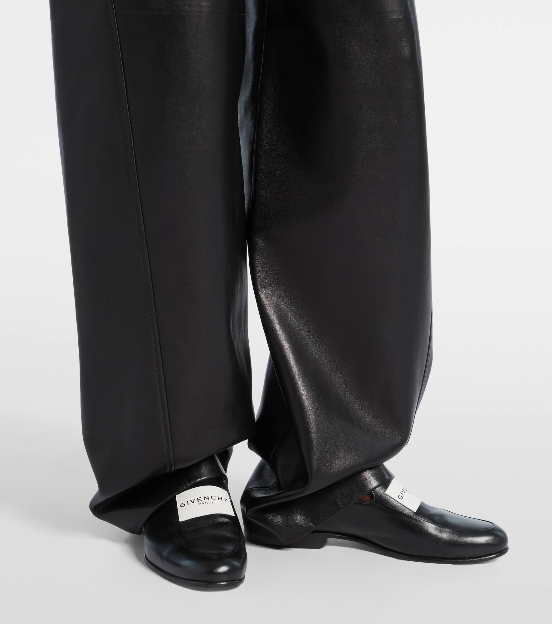 High-rise leather barrel-leg pants - 5