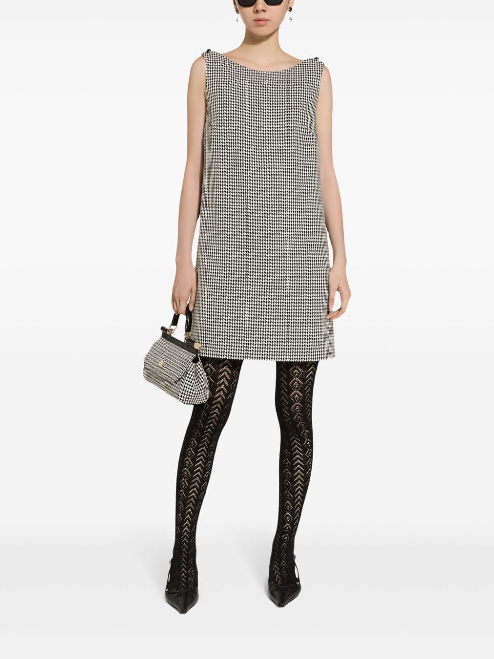 houndstooth-pattern dress - 3