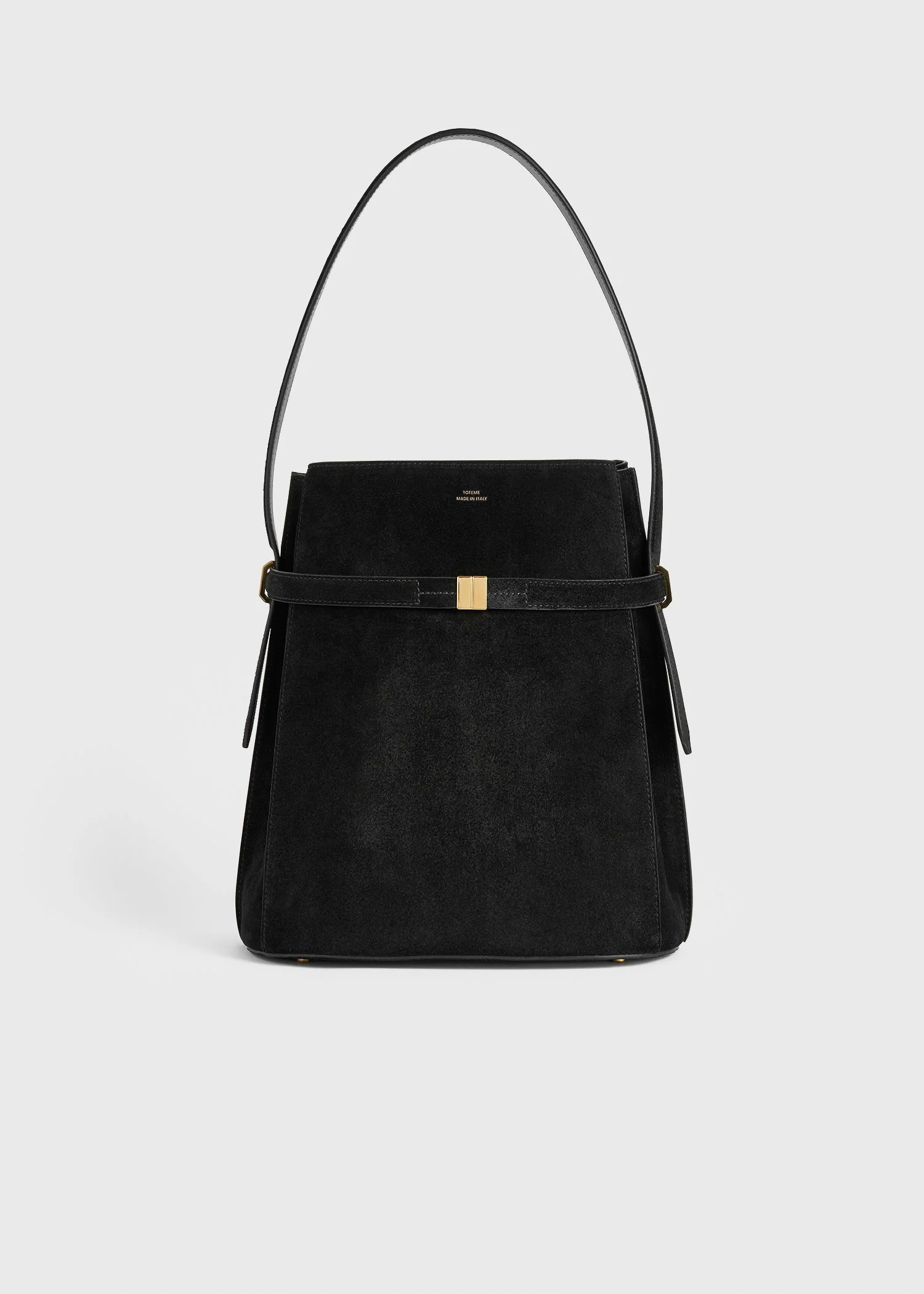 Belted suede bucket bag black - 1