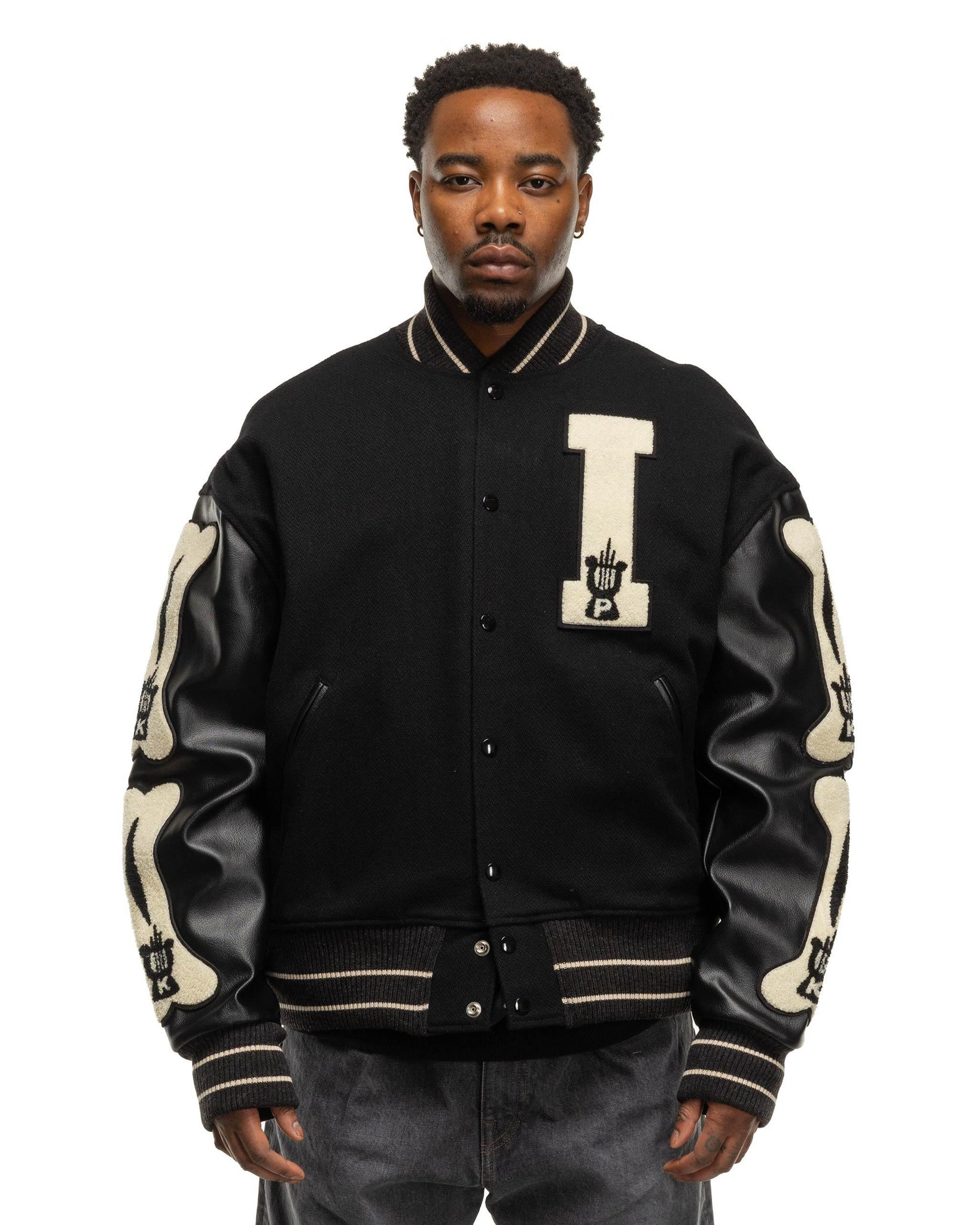 Kapital Wool I-FIVE Varsity JKT Black | havenshop | REVERSIBLE
