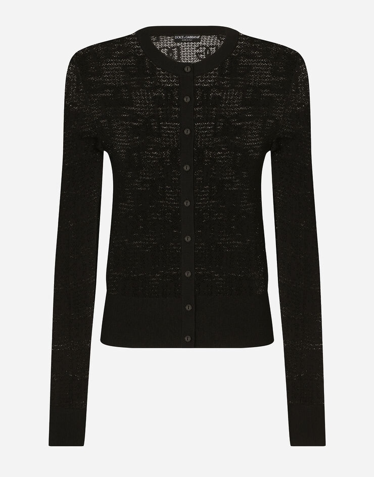 Viscose cardigan with all-over DG logo - 3