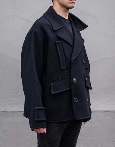 Valentino Black Double-Breasted Wool Pea Coat outlook