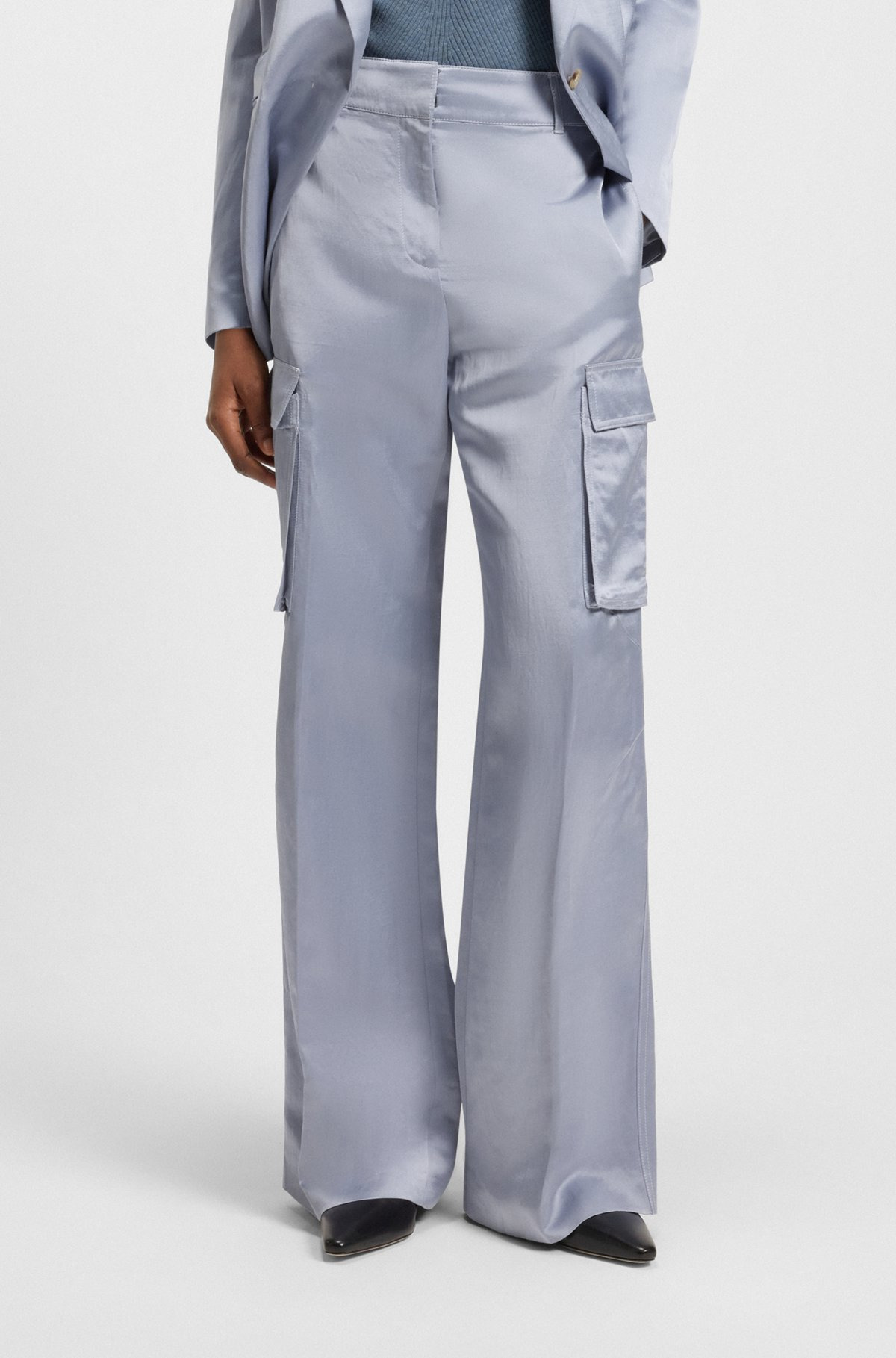 REGULAR-FIT TROUSERS IN SATEEN - 2
