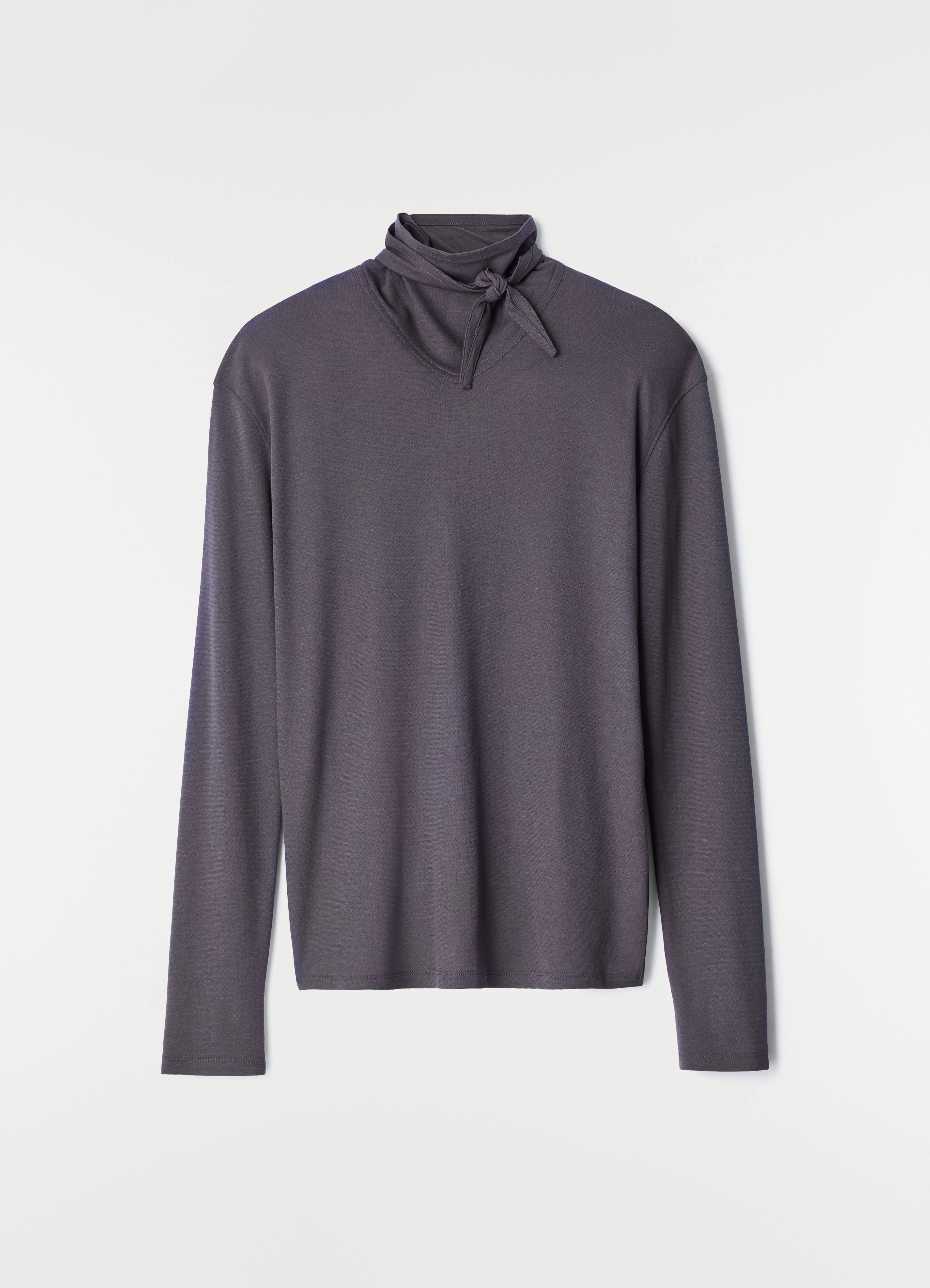 LONG-SLEEVE SCARF TOP IN SILKY JERSEY CREPE - 1