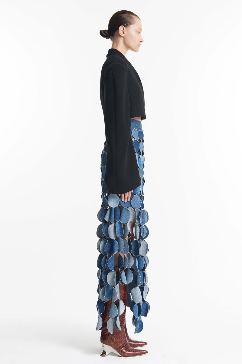 A.W.A.K.E. MODE UPCYCLED DENIM MULTI CIRCLE SKIRT BLUE DENIM outlook