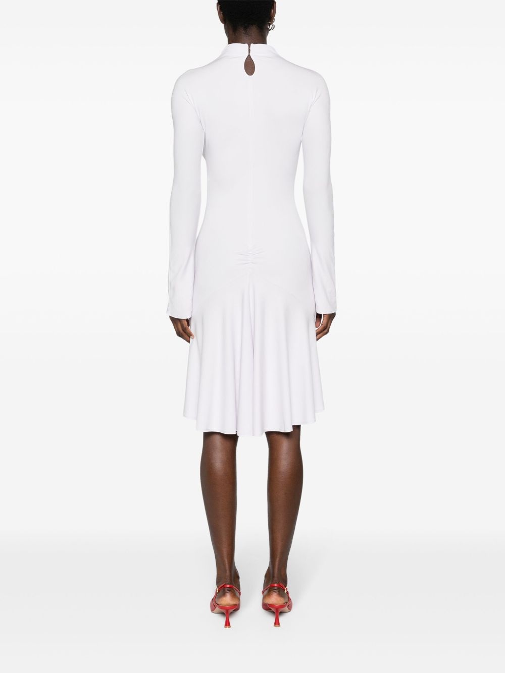 high-neck long-sleeve midi dress - 4