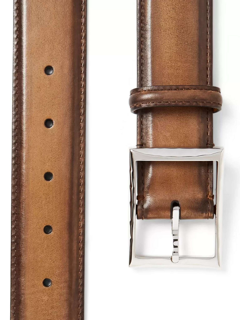 Berluti 3.5cm Brown Classic Leather Belt outlook