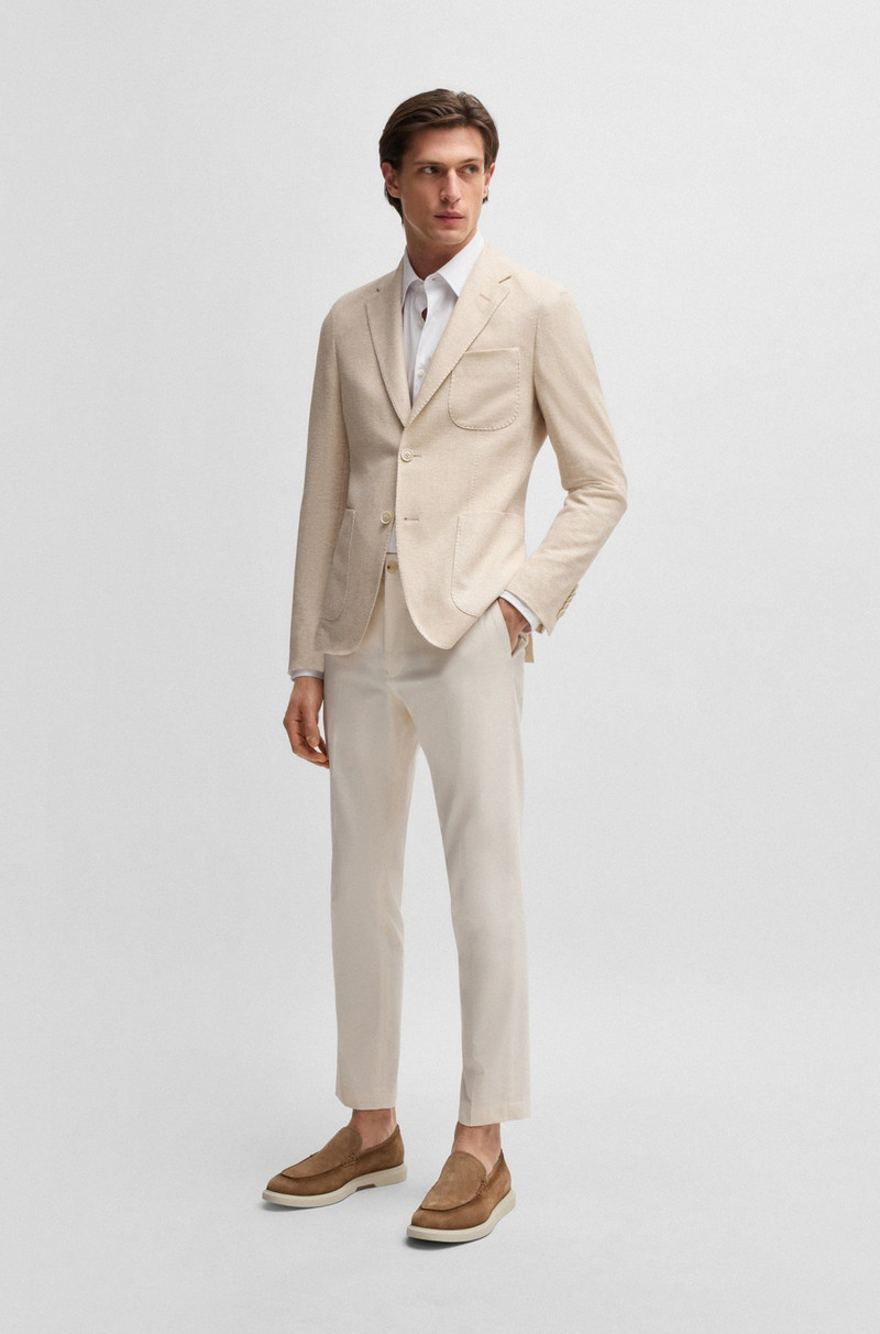 BOSS SLIM-FIT BLAZER IN PATTERNED LINEN AND COTTON outlook