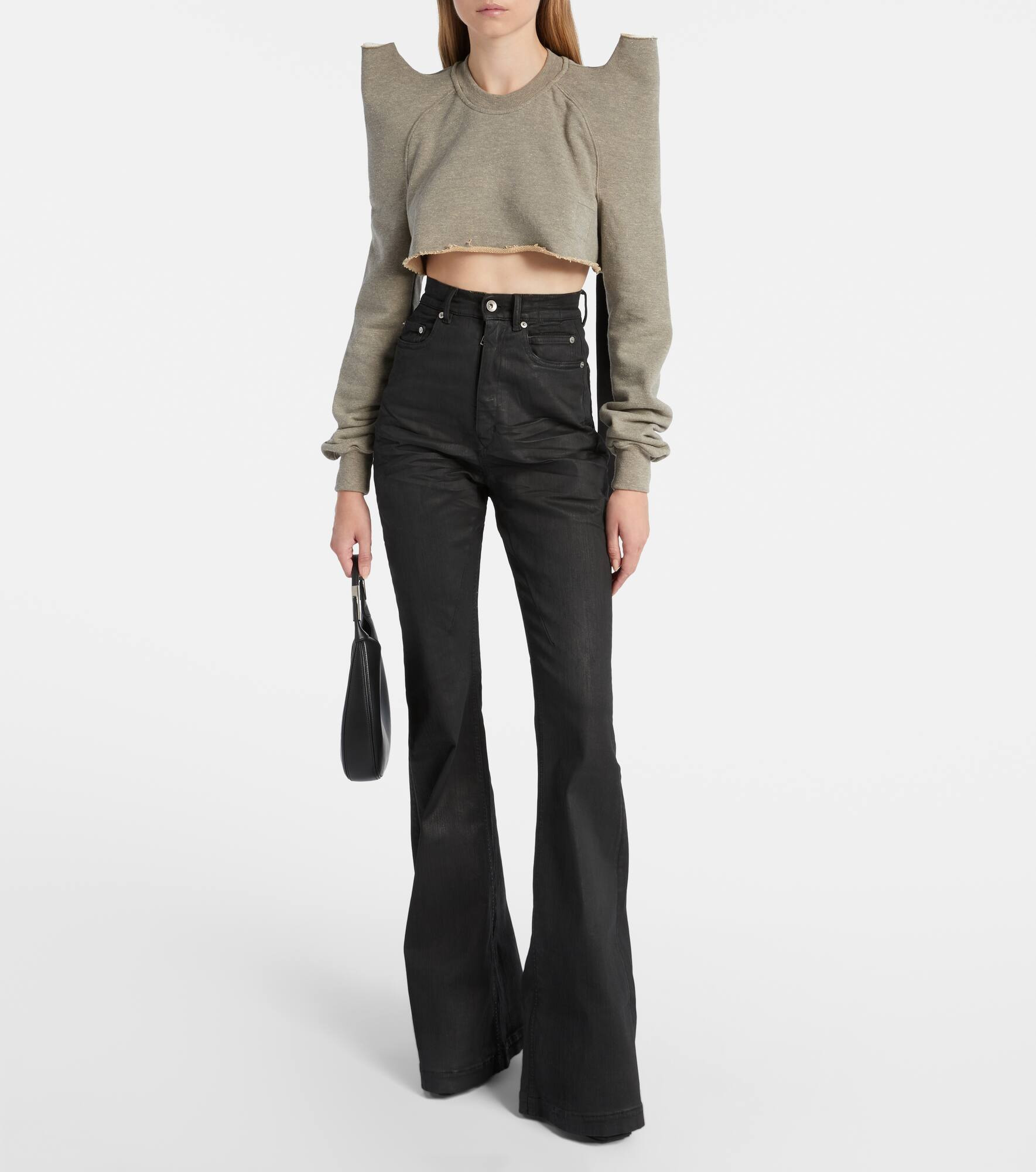 Cropped cotton-blend jersey sweatshirt - 2