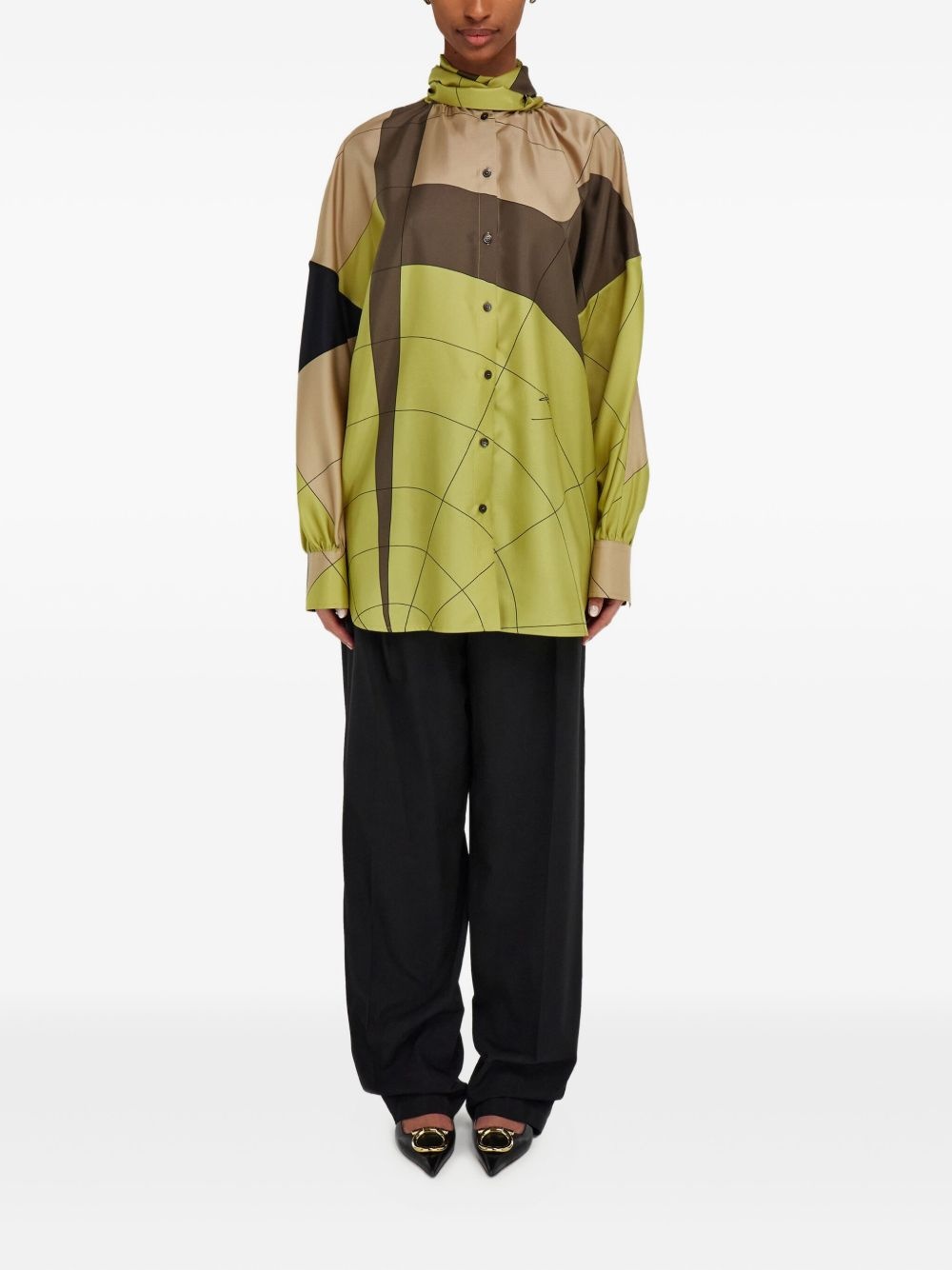 sash-detail silk shirt - 2