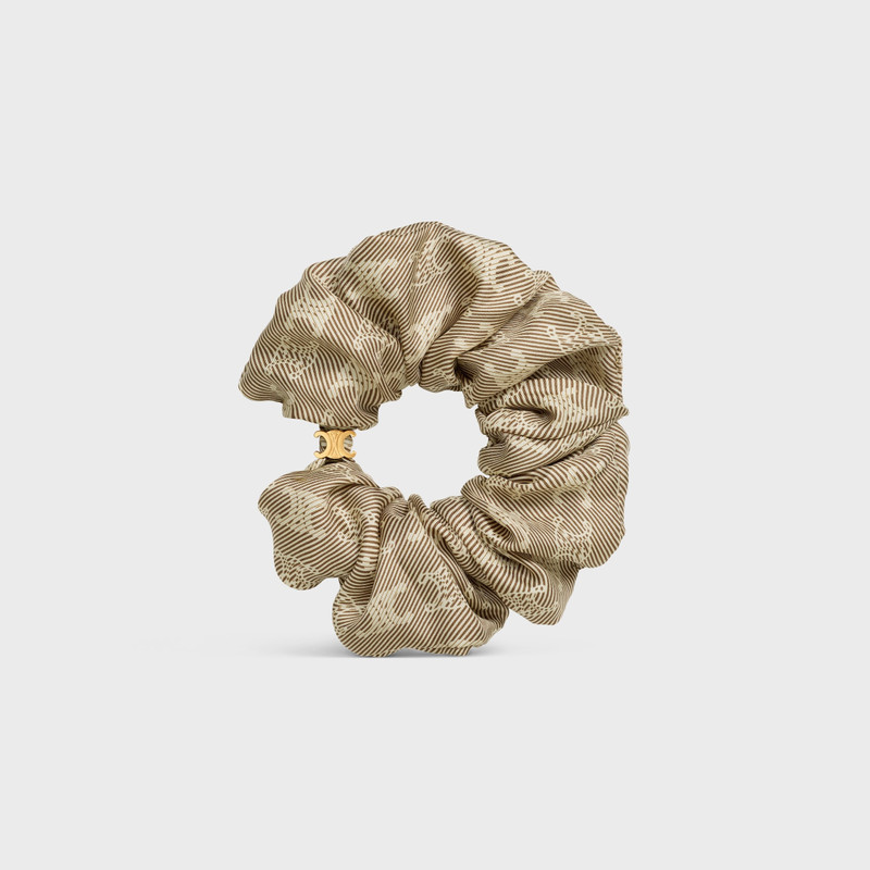 Celine Triomphe Diagonale Scrunchy in Silk and Brass with Gold Finish 1