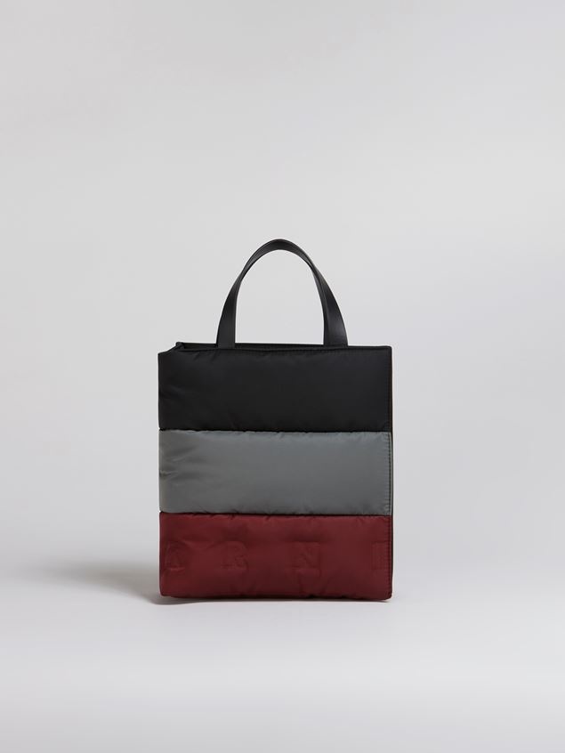 TRI-COLOURED MUSEO SOFT TOTE BAG IN QUILTED NYLON - 1