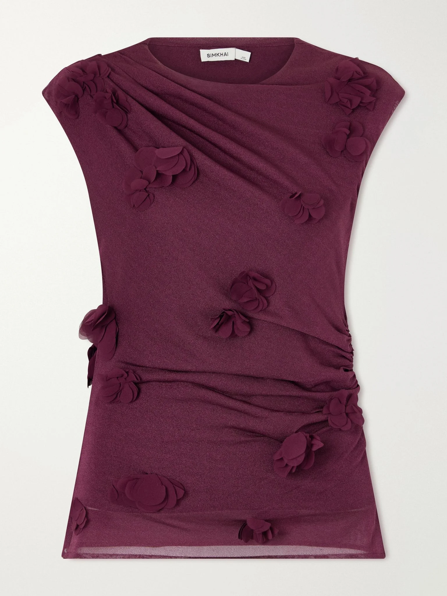 Tessa appliquéd tulle blouse Burgundy - 1
