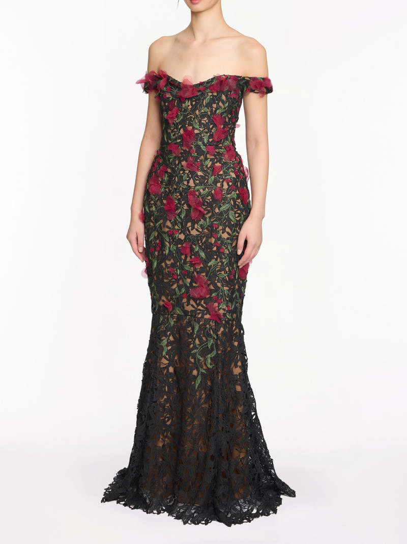 GUIPURE LACE OFF SHOULDER GOWN 3