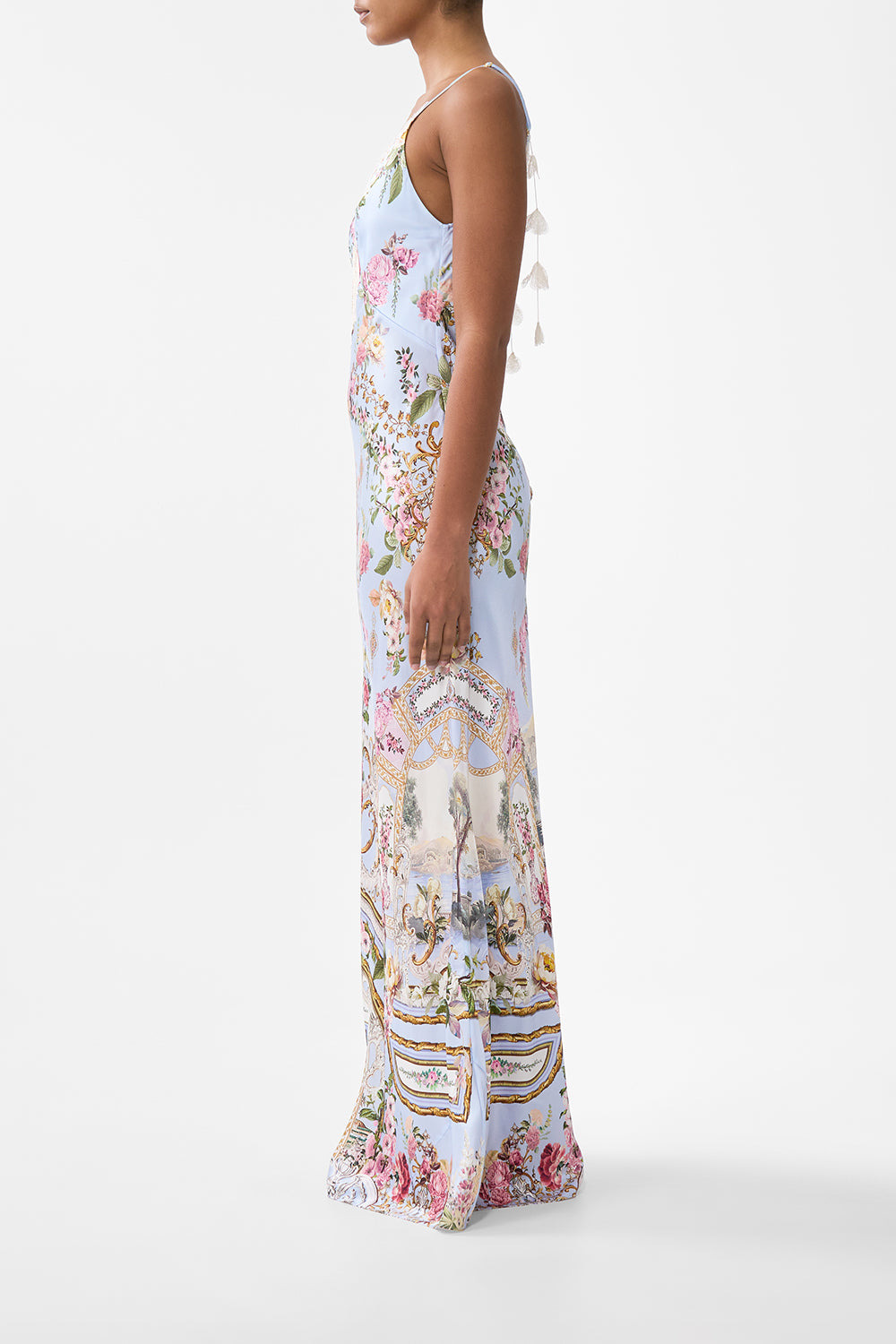 V SPLICED LACE SLIP DRESS - 4