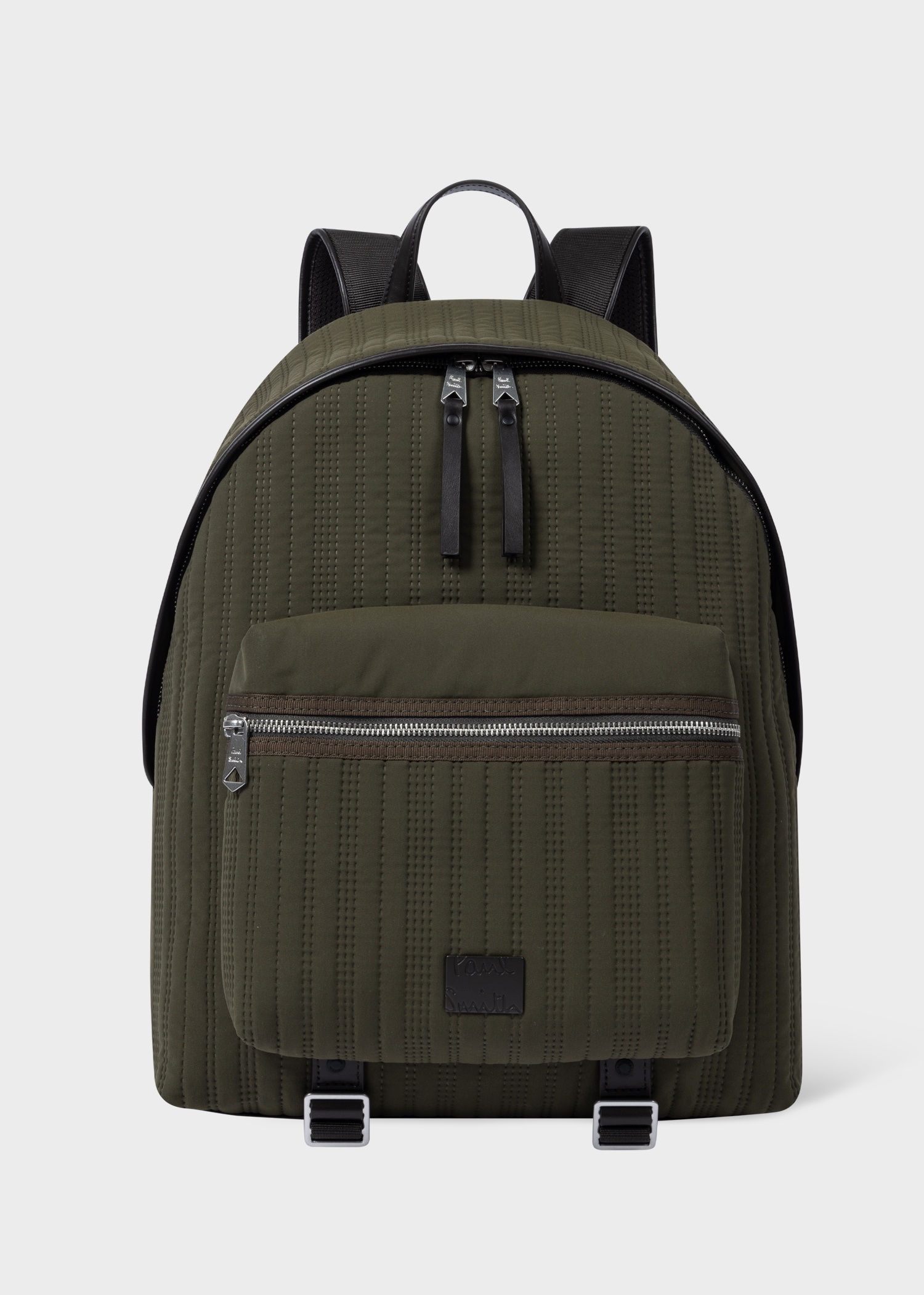 Khaki Quilted Backpack - 1