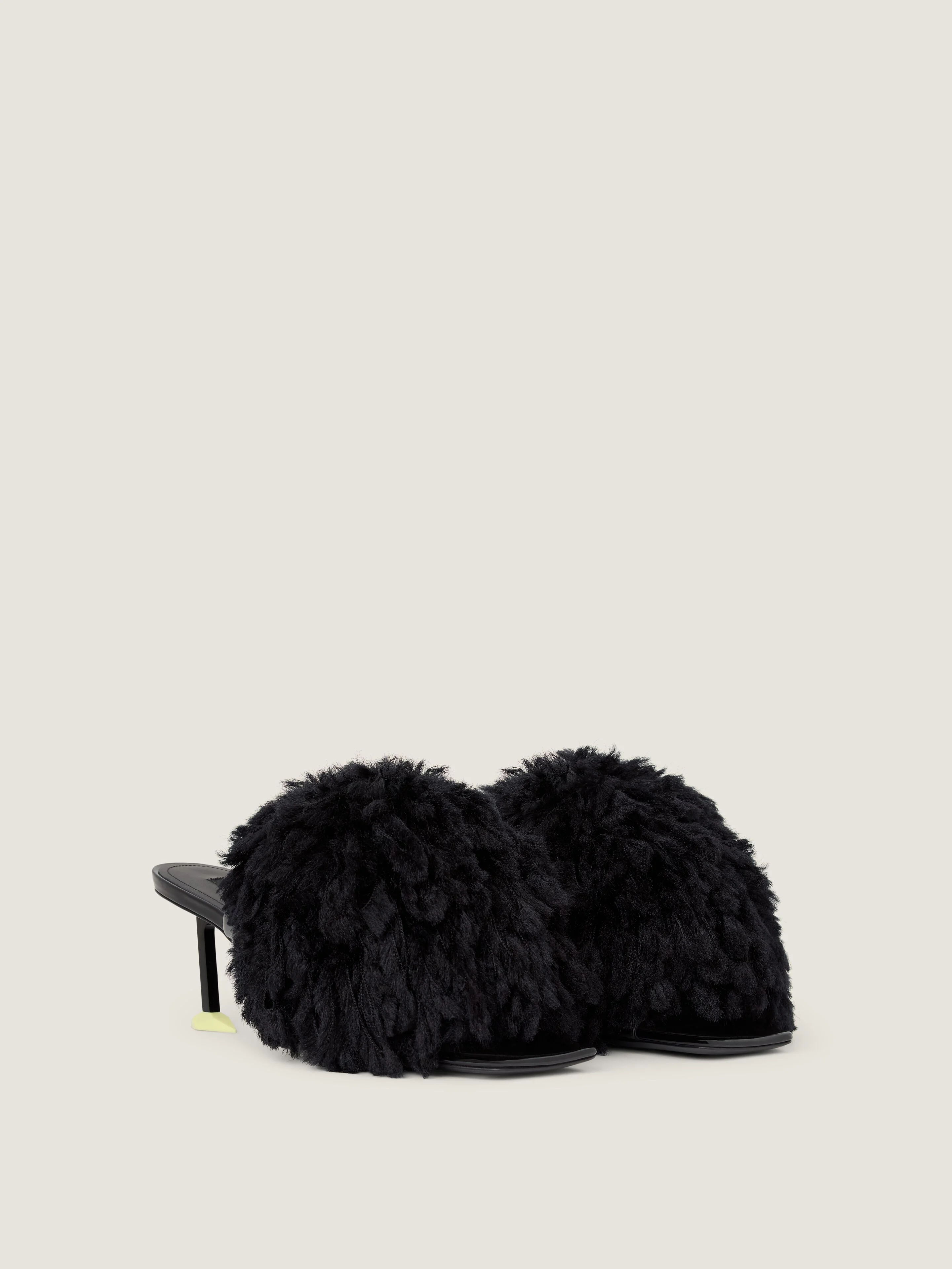 POMPOM MULES IN PATENT LEATHER AND KNIT - 1