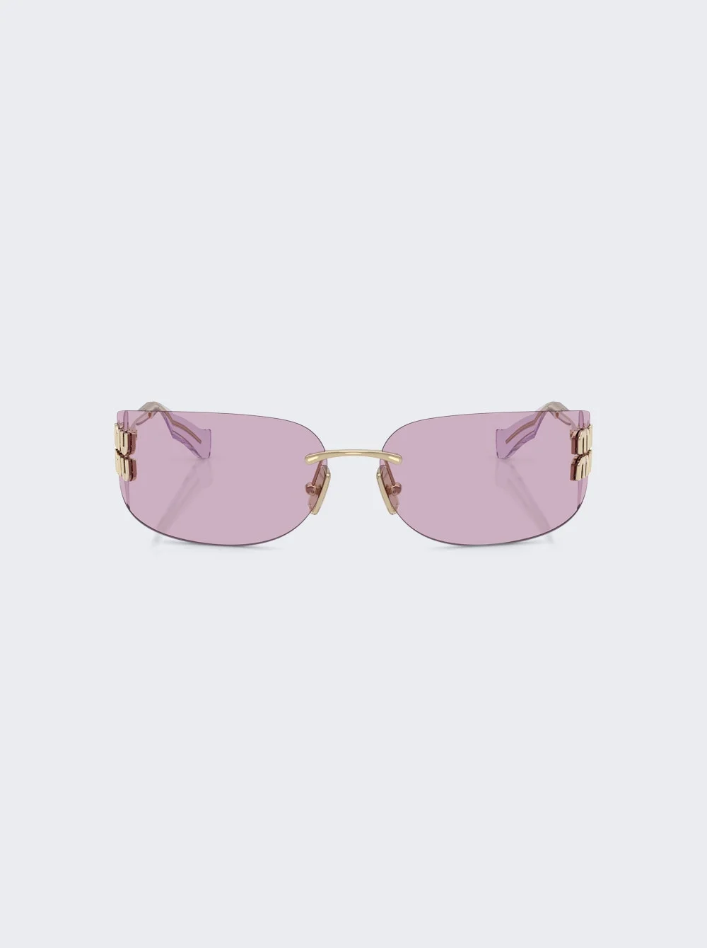 Rimless Logo Sunglasses Pink And Gold - 1